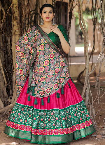 Navratri Special Pink Dola Silk Foil Printed Work Lehenga Choli